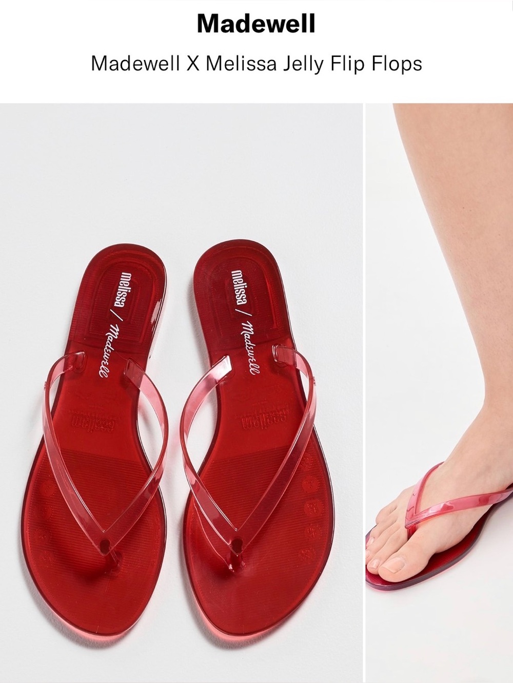 Madewell x Melissa Red Jelly Flip Flop Sandals